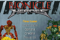 Bionicle Heroes title screen for GameBoy Advance